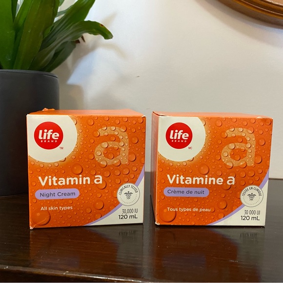 LIFE Vitamin A Night Cream (x2) overnight face skin moisturizer mask wrinkle NEW - Picture 3 of 9